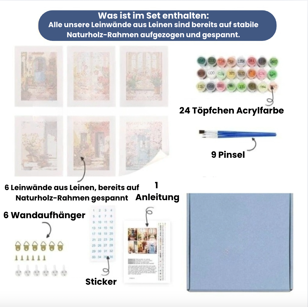 6-teiliges Malen-nach-Zahlen-Set „Gemütliche Weihnachten“ 🎄