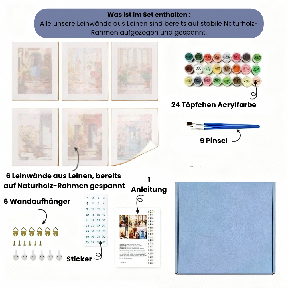 6-teiliges Malen-nach-Zahlen-Set „Weihnachten ist da“ 🎄