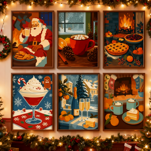 6-Piece Paint-by-Numbers Set – “Cosy Winter Evening” ❄️🕯️