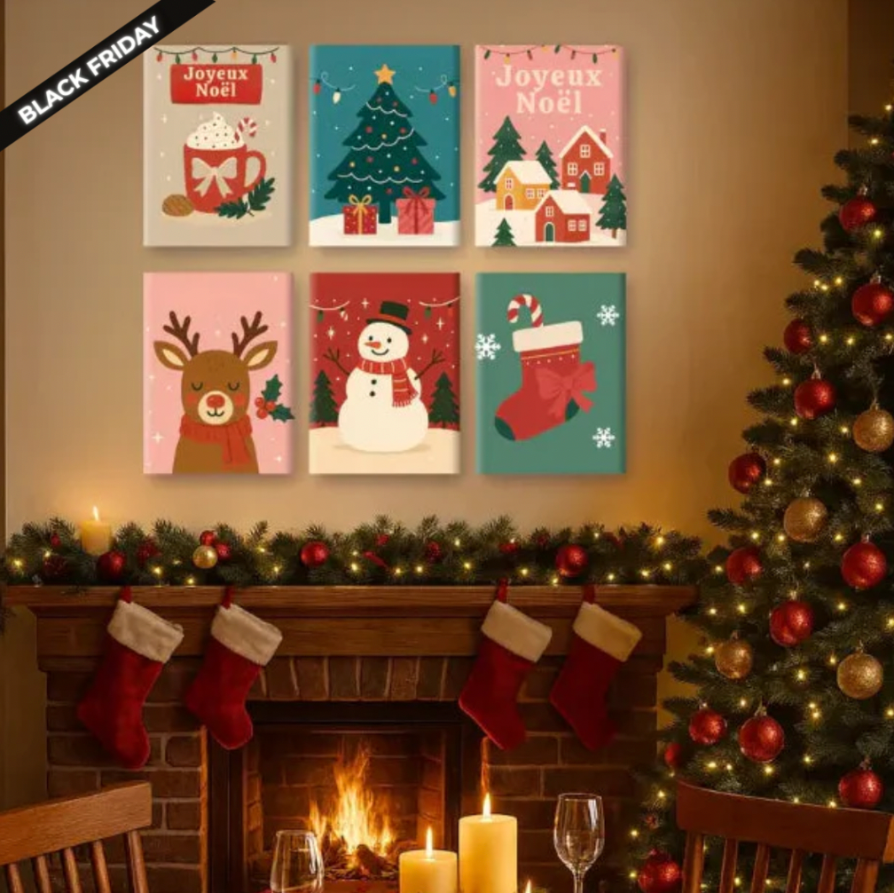 6-teiliges Malen-nach-Zahlen-Set „Weihnachtsstimmung“ 🎄