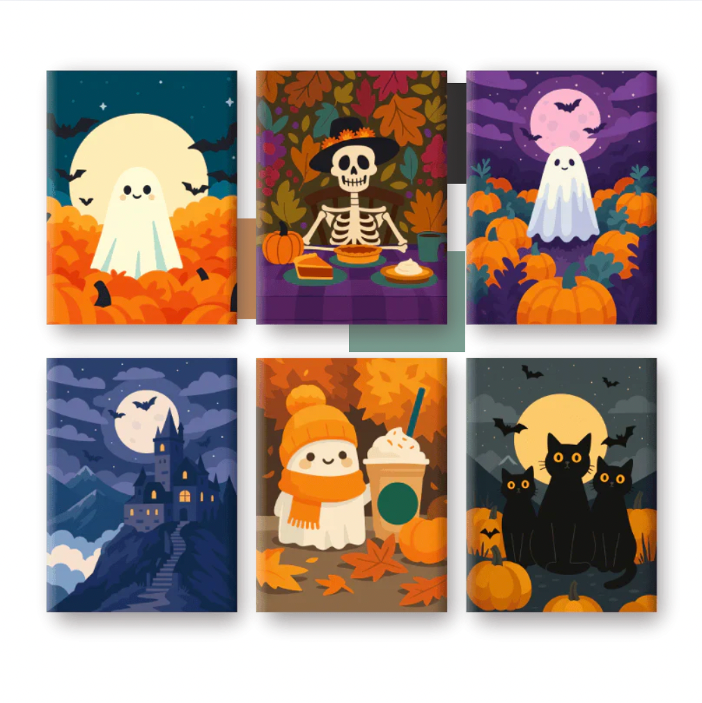 6-teiliges Malen-nach-Zahlen-Set „Halloween is coming“ 🎃