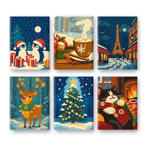6-Piece Paint-by-Numbers Set – “Christmas Magic” 🎄