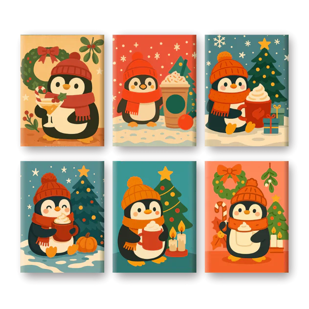 6-teiliges Malen-nach-Zahlen-Set „Pinguin“ 🐧