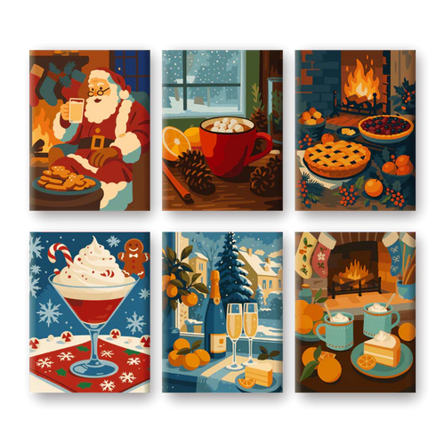 6-Piece Paint-by-Numbers Set – “Cosy Winter Evening” ❄️🕯️