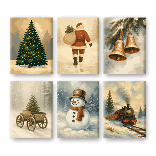 6-Piece Paint-by-Numbers Set – “On the Way to Christmas” 🎄