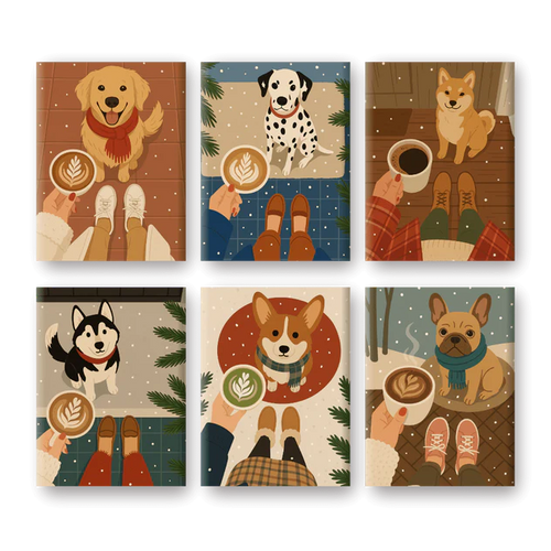6-Piece Paint-by-Numbers Set – “Dogs & Christmas” 🐶🎄